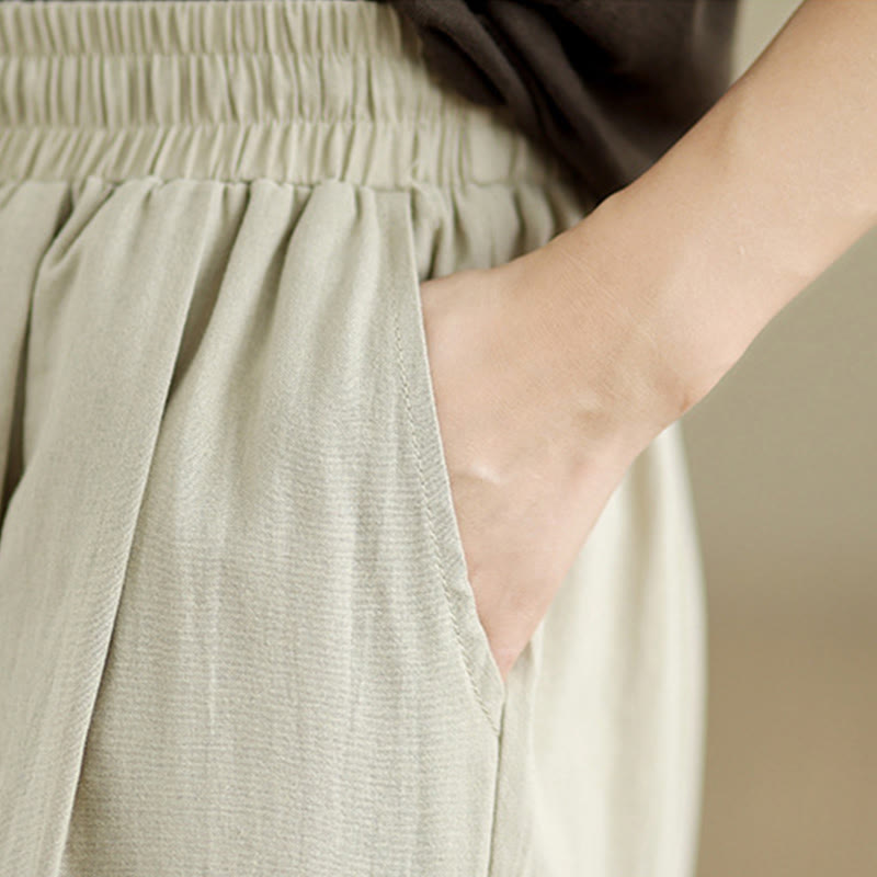 Pantalon décontracté en coton à jambes droites Buddha Stones pour femme avec poches - image 8