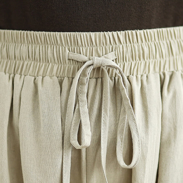 Pantalon décontracté en coton à jambes droites Buddha Stones pour femme avec poches - image 6