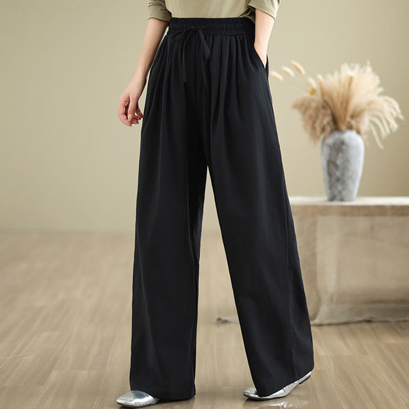 Pantalon décontracté en coton à jambes droites Buddha Stones pour femme avec poches - image 12