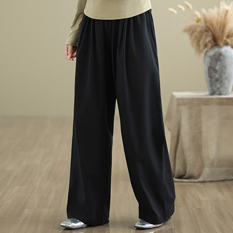 Pantalon décontracté en coton à jambes droites Buddha Stones pour femme avec poches - image 11