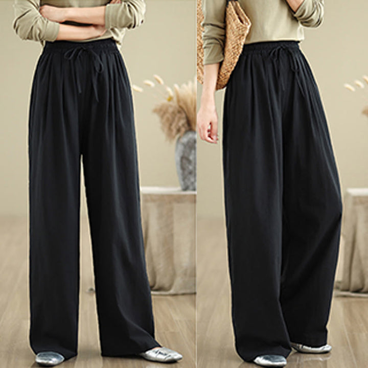 Pantalon décontracté en coton à jambes droites Buddha Stones pour femme avec poches - image 13