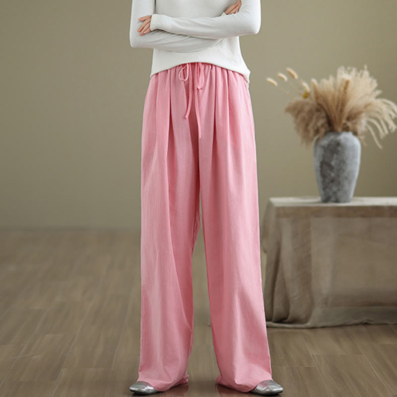 Pantalon décontracté en coton à jambes droites Buddha Stones pour femme avec poches - image 15