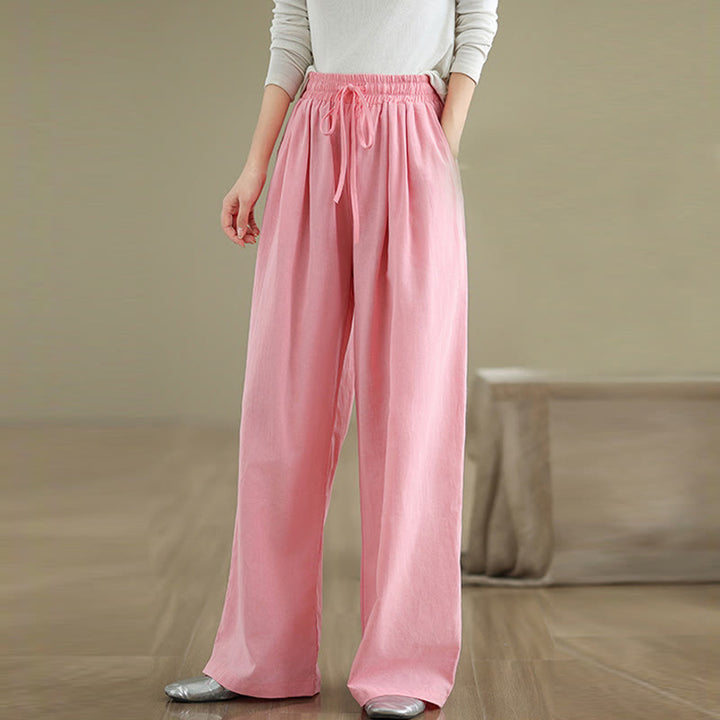 Pantalon décontracté en coton à jambes droites Buddha Stones pour femme avec poches - image 16