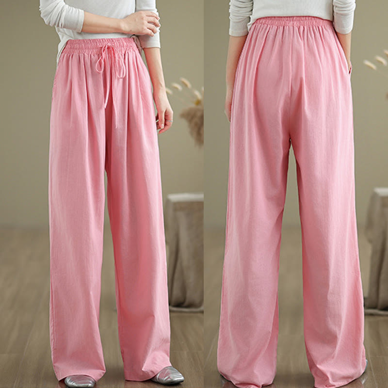 Pantalon décontracté en coton à jambes droites Buddha Stones pour femme avec poches - image 18