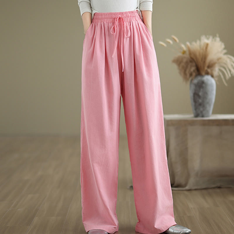 Pantalon décontracté en coton à jambes droites Buddha Stones pour femme avec poches - image 17