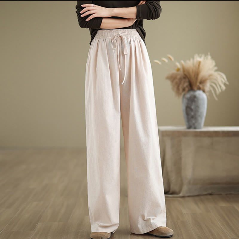 Pantalon décontracté en coton à jambes droites Buddha Stones pour femme avec poches - image 21
