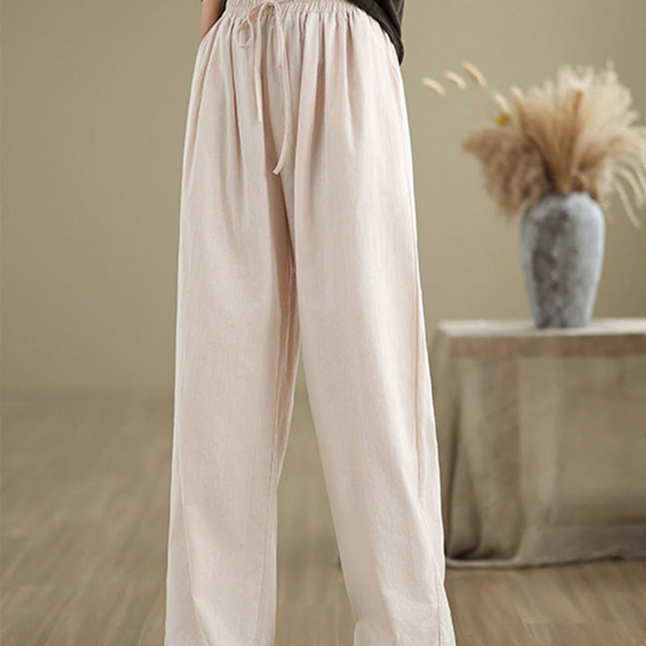 Pantalon décontracté en coton à jambes droites Buddha Stones pour femme avec poches - image 22