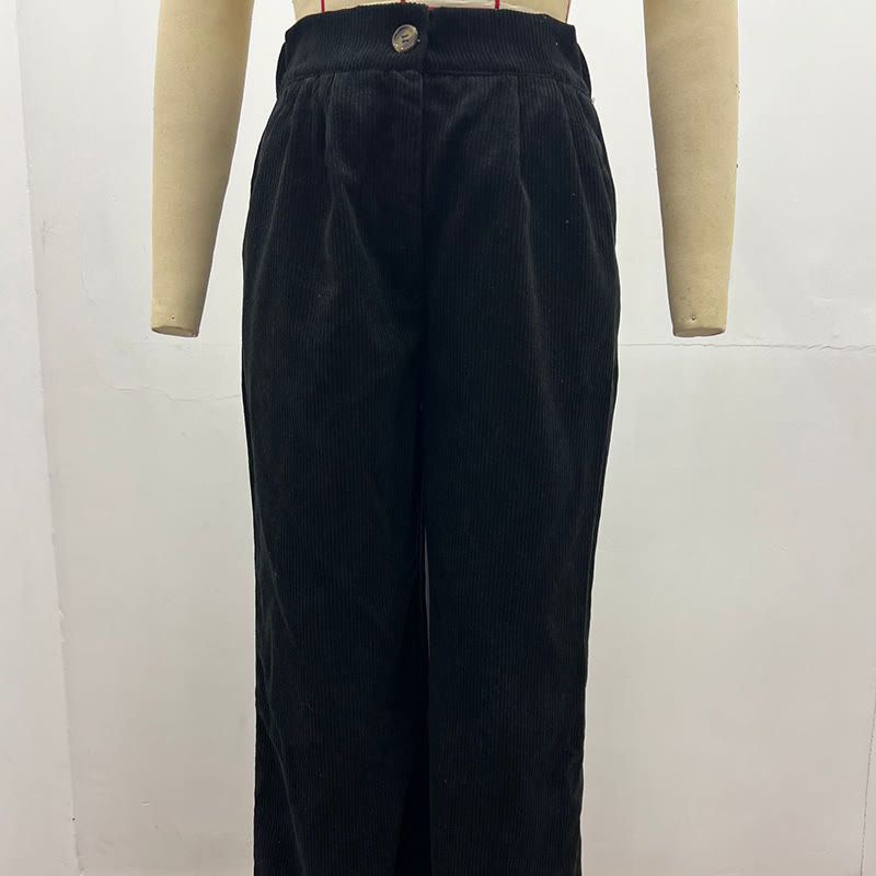 Pantalon décontracté en velours côtelé à jambe droite pour femme avec poches Buddha Stones - image 4
