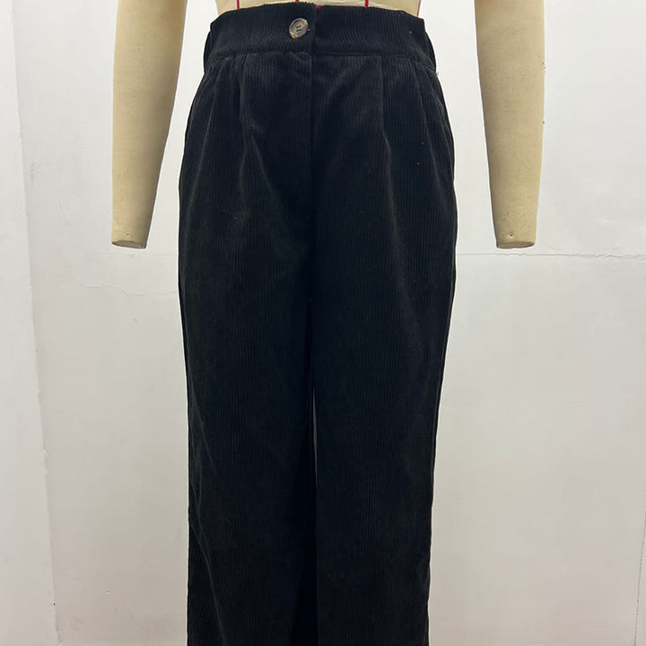 Pantalon décontracté en velours côtelé à jambe droite pour femme avec poches Buddha Stones - image 4