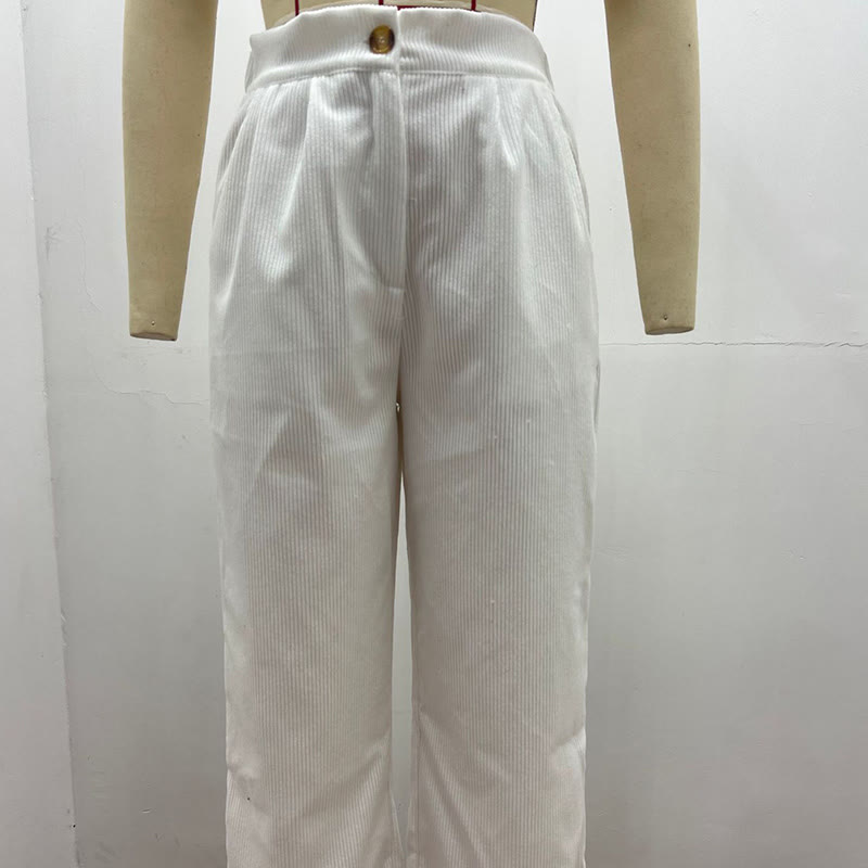 Pantalon décontracté en velours côtelé à jambe droite pour femme avec poches Buddha Stones - image 8