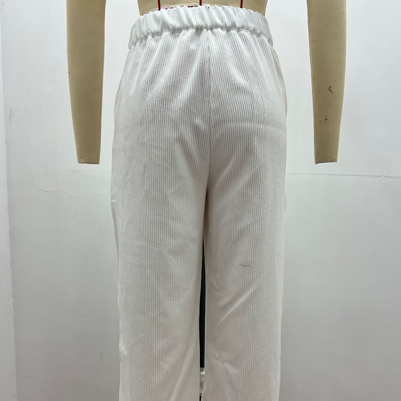 Pantalon décontracté en velours côtelé à jambe droite pour femme avec poches Buddha Stones - image 9