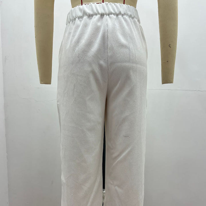 Pantalon décontracté en velours côtelé à jambe droite pour femme avec poches Buddha Stones - image 9