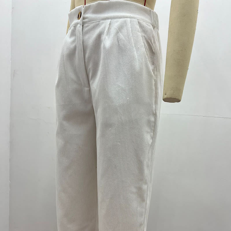 Pantalon décontracté en velours côtelé à jambe droite pour femme avec poches Buddha Stones - image 7