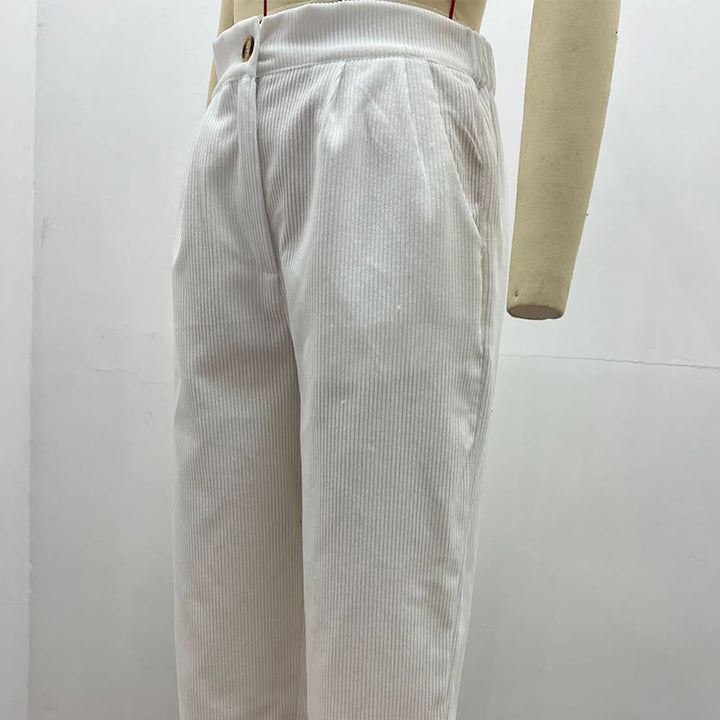 Pantalon décontracté en velours côtelé à jambe droite pour femme avec poches Buddha Stones - image 7