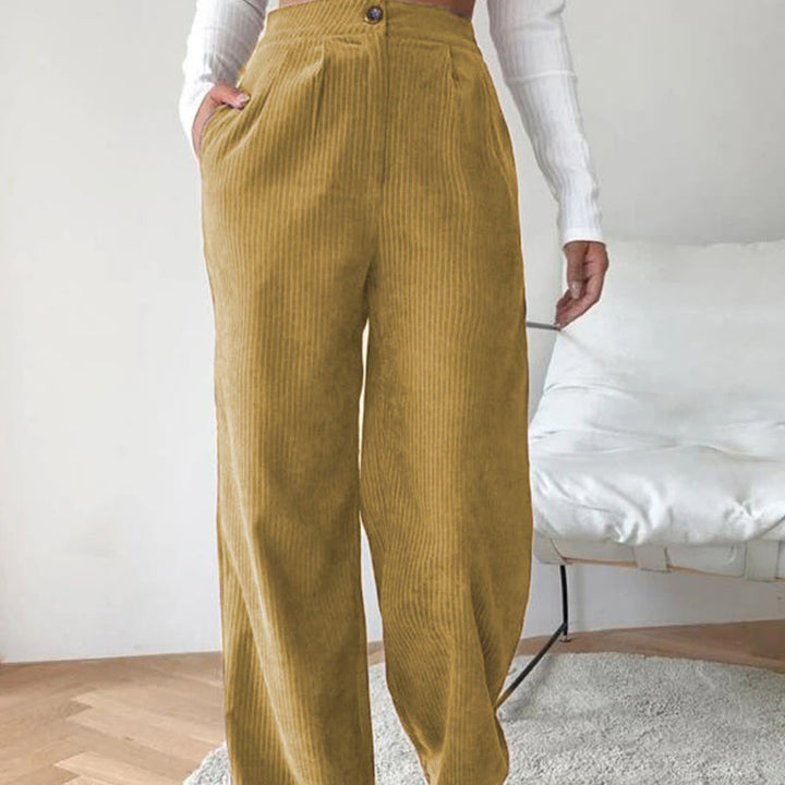 Pantalon décontracté en velours côtelé à jambe droite pour femme avec poches Buddha Stones - Verge d'or - US14，UK/AU18，EU46 (2XL) - image 10