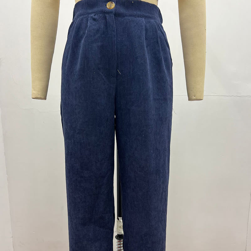Pantalon décontracté en velours côtelé à jambe droite pour femme avec poches Buddha Stones - image 16