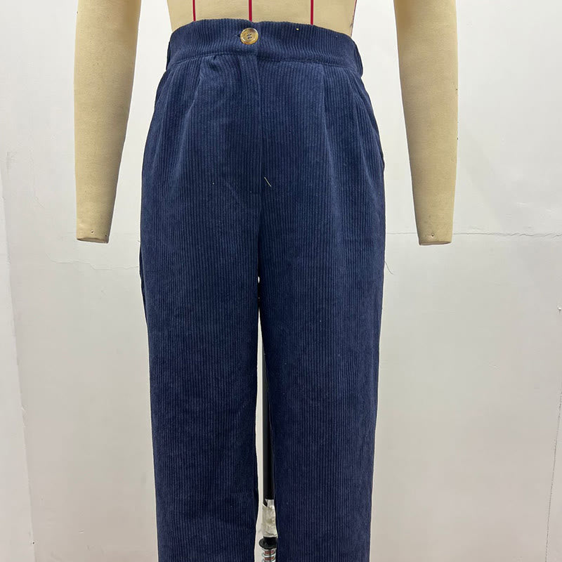Pantalon décontracté en velours côtelé à jambe droite pour femme avec poches Buddha Stones - image 17