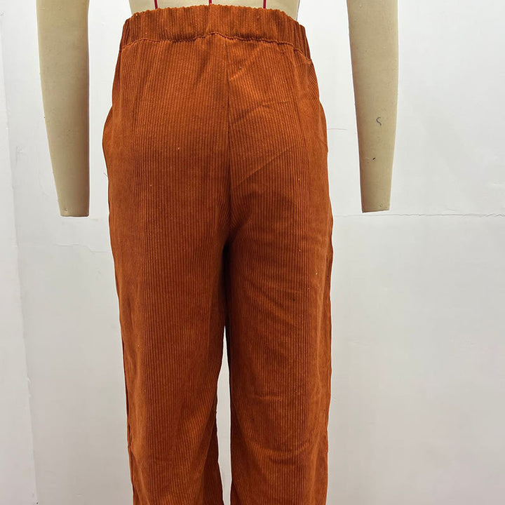 Pantalon décontracté en velours côtelé à jambe droite pour femme avec poches Buddha Stones - image 21