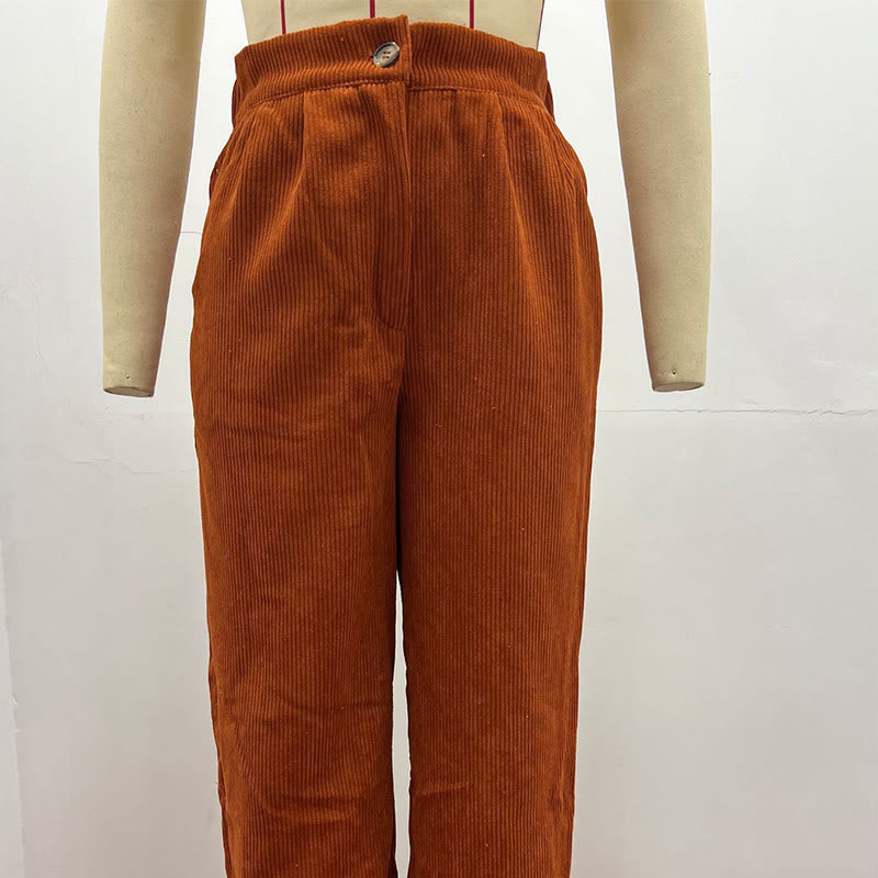 Pantalon décontracté en velours côtelé à jambe droite pour femme avec poches Buddha Stones - image 20