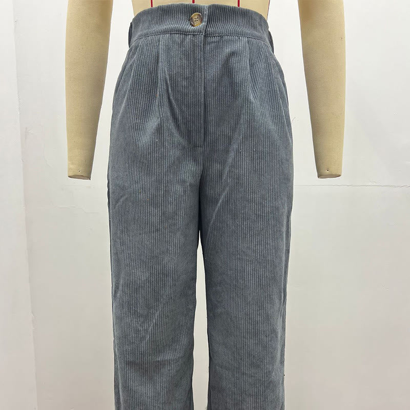 Pantalon décontracté en velours côtelé à jambe droite pour femme avec poches Buddha Stones - image 23