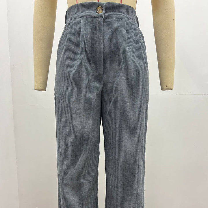 Pantalon décontracté en velours côtelé à jambe droite pour femme avec poches Buddha Stones - image 23