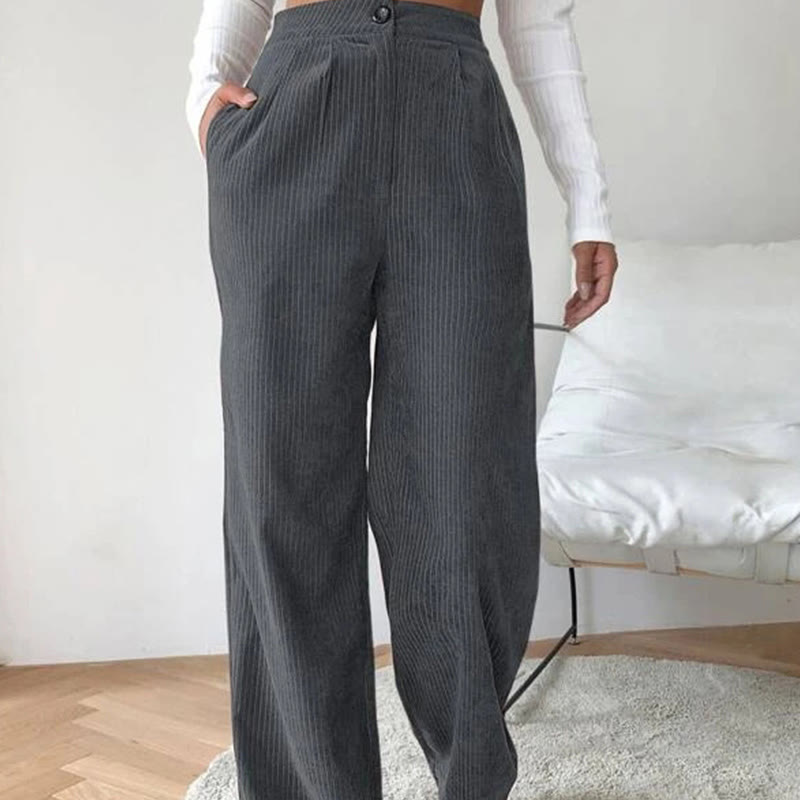Pantalon décontracté en velours côtelé à jambe droite pour femme avec poches Buddha Stones - Gris - US14，UK/AU18，EU46 (2XL) - image 22