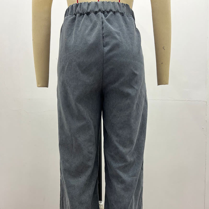Pantalon décontracté en velours côtelé à jambe droite pour femme avec poches Buddha Stones - image 24
