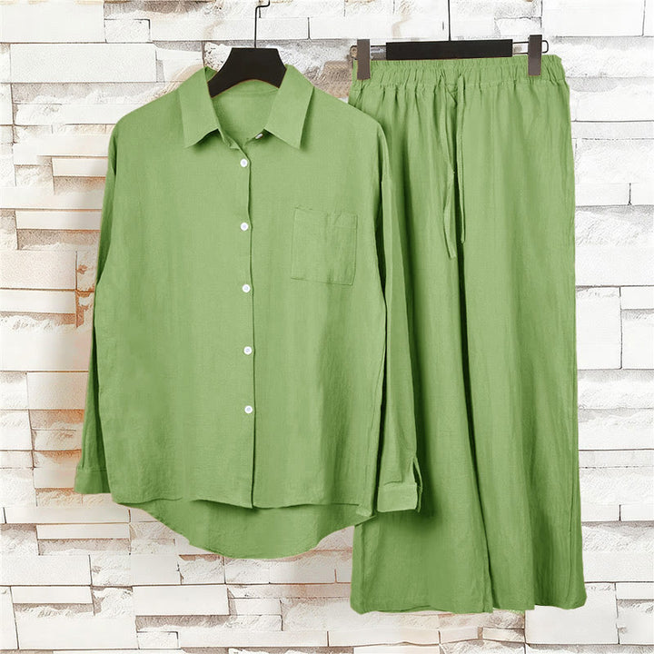 Ensemble 2 pièces pour femme, haut à manches longues avec poches et cordon de serrage, motif Buddha Stones, vêtements de méditation en coton et lin - image 5