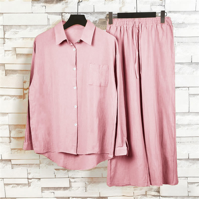 Ensemble 2 pièces pour femme, haut à manches longues avec poches et cordon de serrage, motif Buddha Stones, vêtements de méditation en coton et lin - image 11