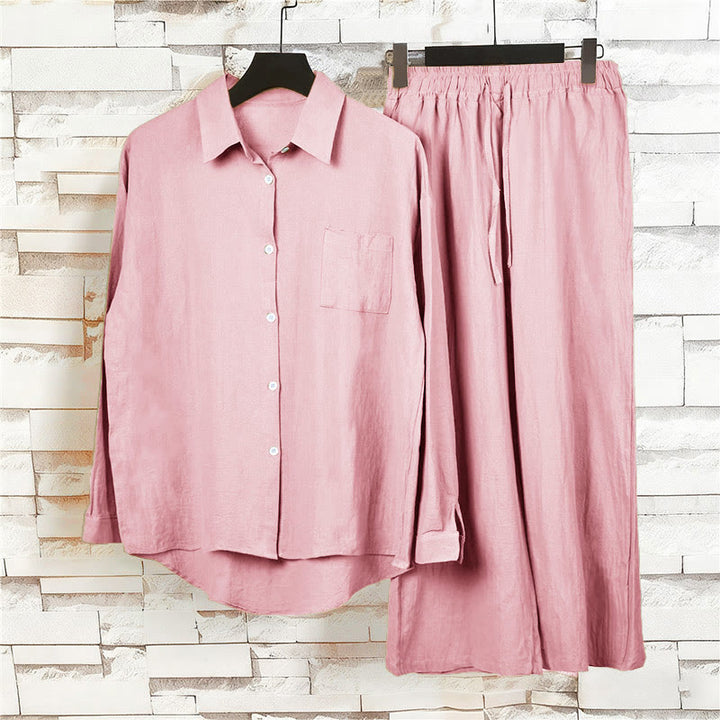 Ensemble 2 pièces pour femme, haut à manches longues avec poches et cordon de serrage, motif Buddha Stones, vêtements de méditation en coton et lin - image 11