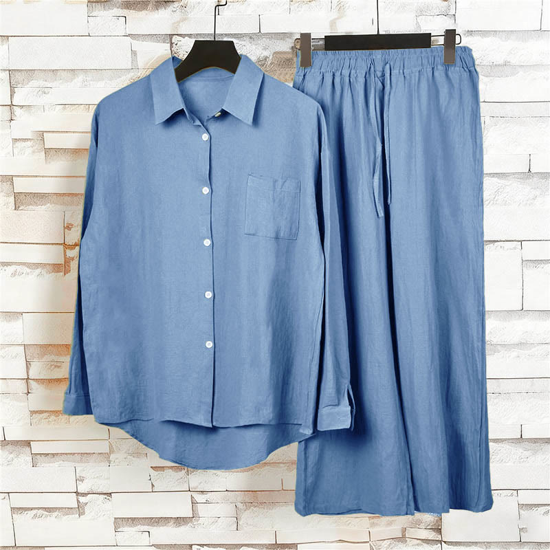Ensemble 2 pièces pour femme, haut à manches longues avec poches et cordon de serrage, motif Buddha Stones, vêtements de méditation en coton et lin - image 23