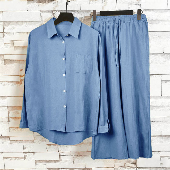 Ensemble 2 pièces pour femme, haut à manches longues avec poches et cordon de serrage, motif Buddha Stones, vêtements de méditation en coton et lin - image 23
