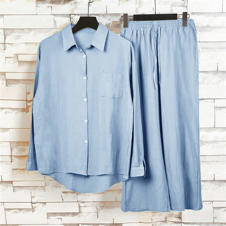 Ensemble 2 pièces pour femme, haut à manches longues avec poches et cordon de serrage, motif Buddha Stones, vêtements de méditation en coton et lin - image 29
