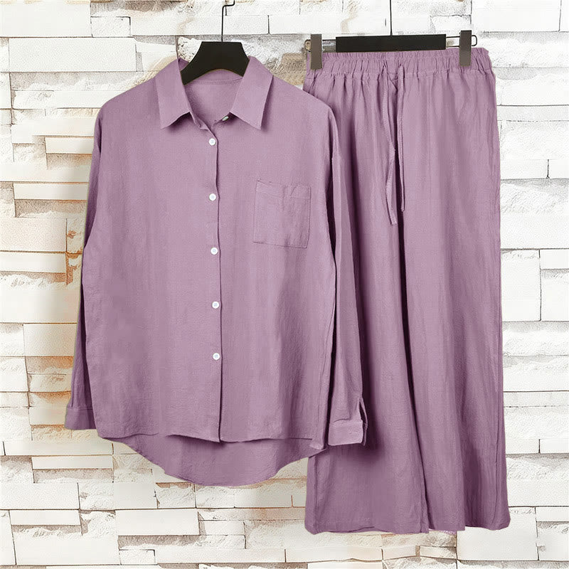 Ensemble 2 pièces pour femme, haut à manches longues avec poches et cordon de serrage, motif Buddha Stones, vêtements de méditation en coton et lin - image 59