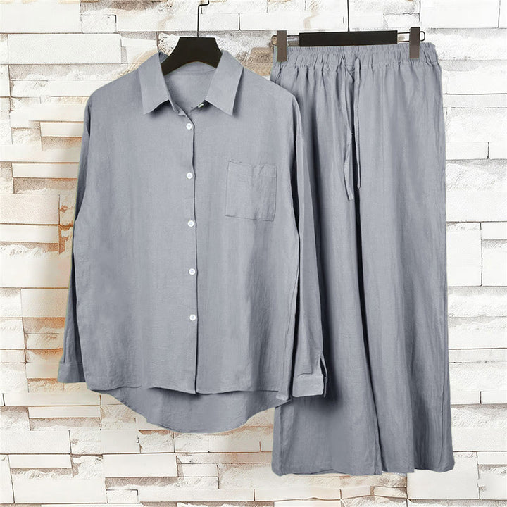 Ensemble 2 pièces pour femme, haut à manches longues avec poches et cordon de serrage, motif Buddha Stones, vêtements de méditation en coton et lin - image 52