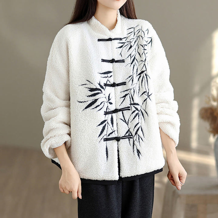 Veste brodée à manches longues en coton épais avec poches pour femme Buddha Stones - image 2