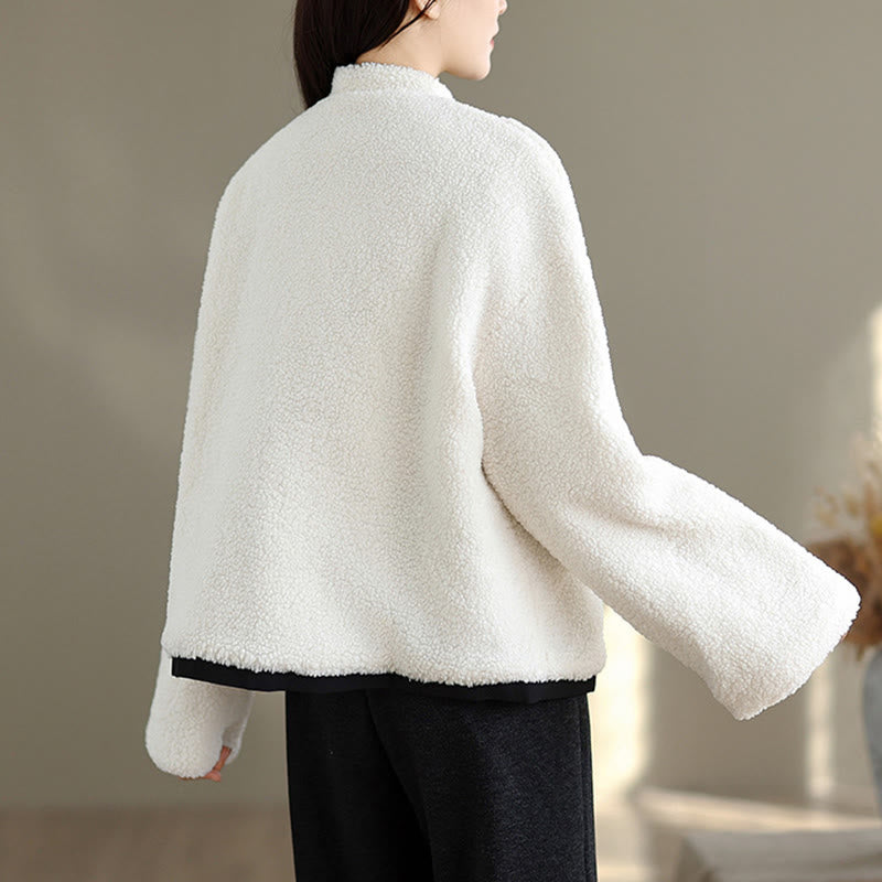 Veste brodée à manches longues en coton épais avec poches pour femme Buddha Stones - image 3
