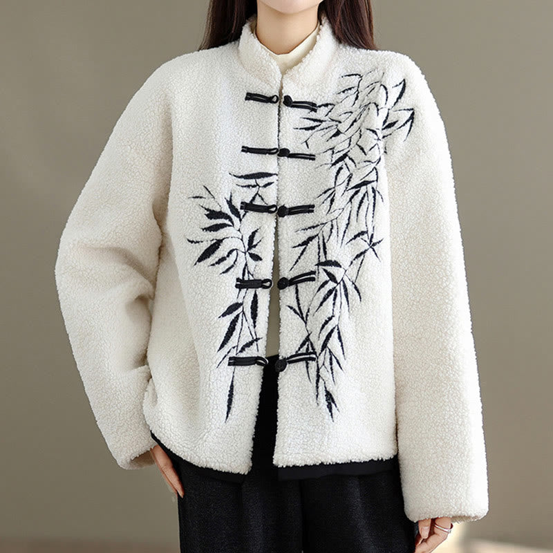 Veste brodée à manches longues en coton épais avec poches pour femme Buddha Stones - image 1