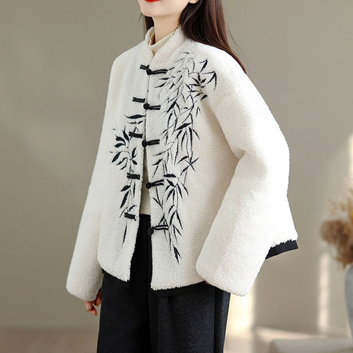 Veste brodée à manches longues en coton épais avec poches pour femme Buddha Stones - image 6