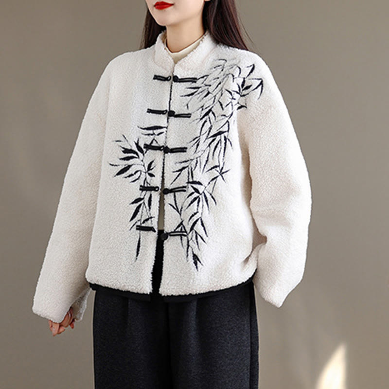 Veste brodée à manches longues en coton épais avec poches pour femme Buddha Stones - image 5