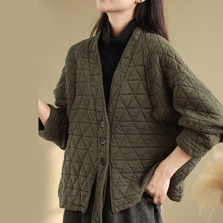 Veste en coton épais à manches longues et boutons pour femme Buddha Stones avec poches - image 4
