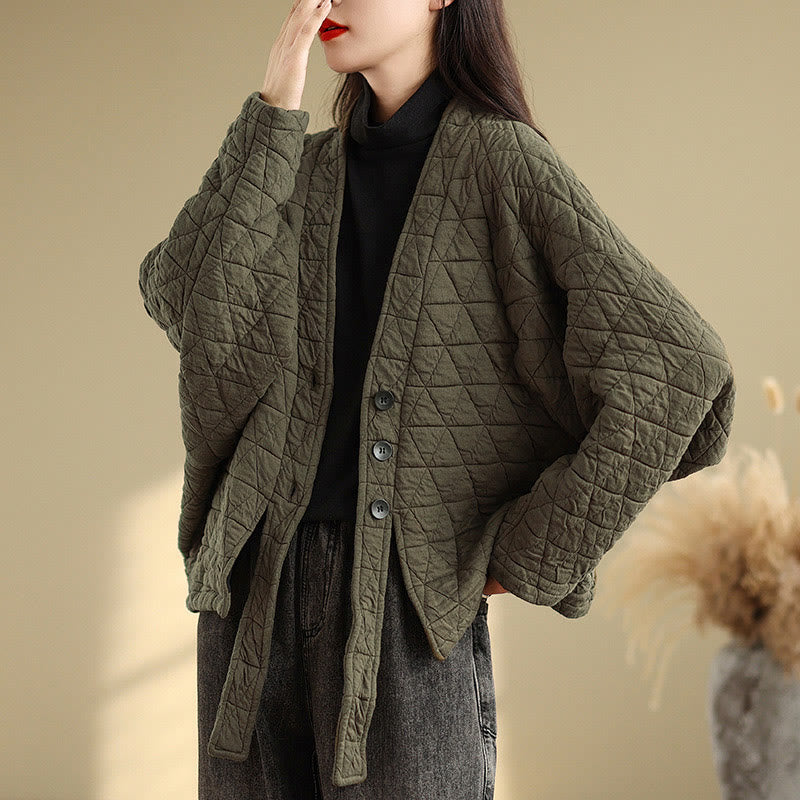 Veste en coton épais à manches longues et boutons pour femme Buddha Stones avec poches - image 7