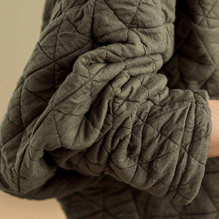 Veste en coton épais à manches longues et boutons pour femme Buddha Stones avec poches - image 9