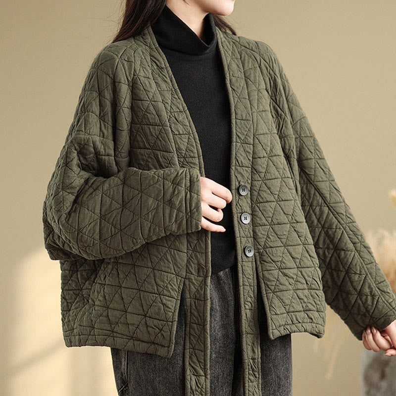 Veste en coton épais à manches longues et boutons pour femme Buddha Stones avec poches - image 5