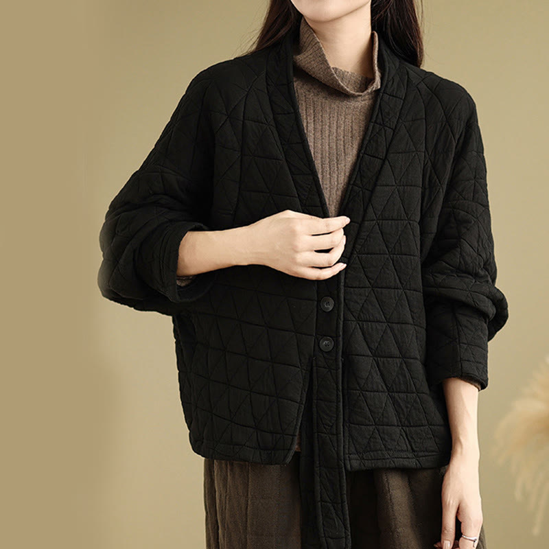 Veste en coton épais à manches longues et boutons pour femme Buddha Stones avec poches - image 18