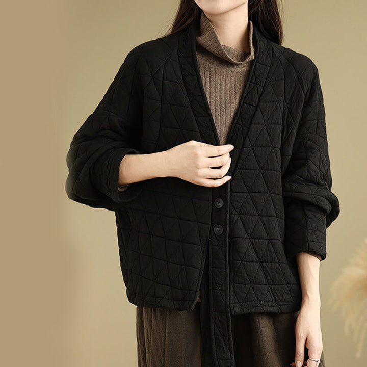 Veste en coton épais à manches longues et boutons pour femme Buddha Stones avec poches - image 18