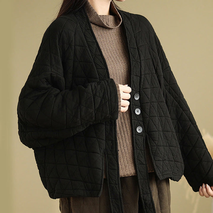Veste en coton épais à manches longues et boutons pour femme Buddha Stones avec poches - image 15