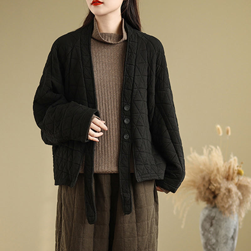Veste en coton épais à manches longues et boutons pour femme Buddha Stones avec poches - image 14