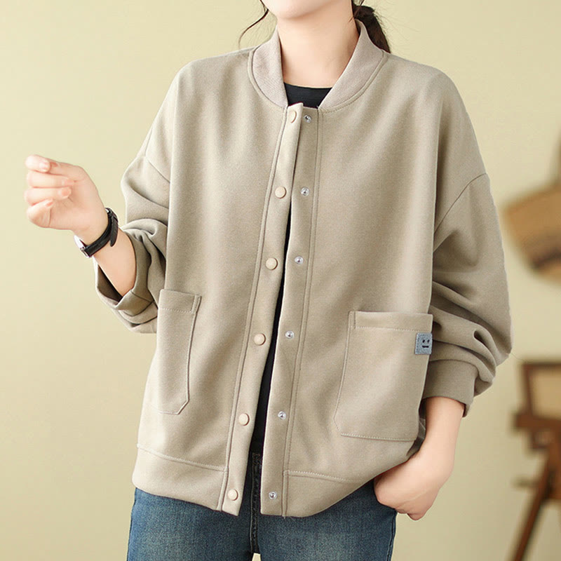 Veste en coton à manches longues et col ras du cou pour femme avec poches et boutons Buddha Stones - image 12