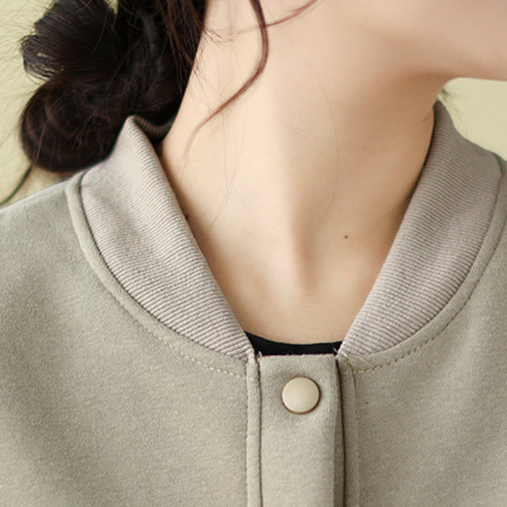 Veste en coton à manches longues et col ras du cou pour femme avec poches et boutons Buddha Stones - image 15